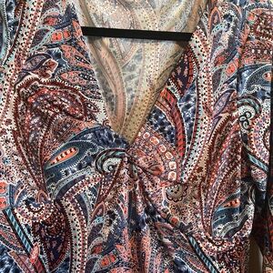 Paisley V-Neck Blouse - Multicolor